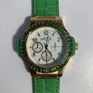 Park Lane watch. Rose gold tone with striking spring green band